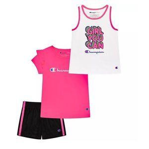 Champion Girl's 3pc Set - T-Shirt, Tank and Shorts